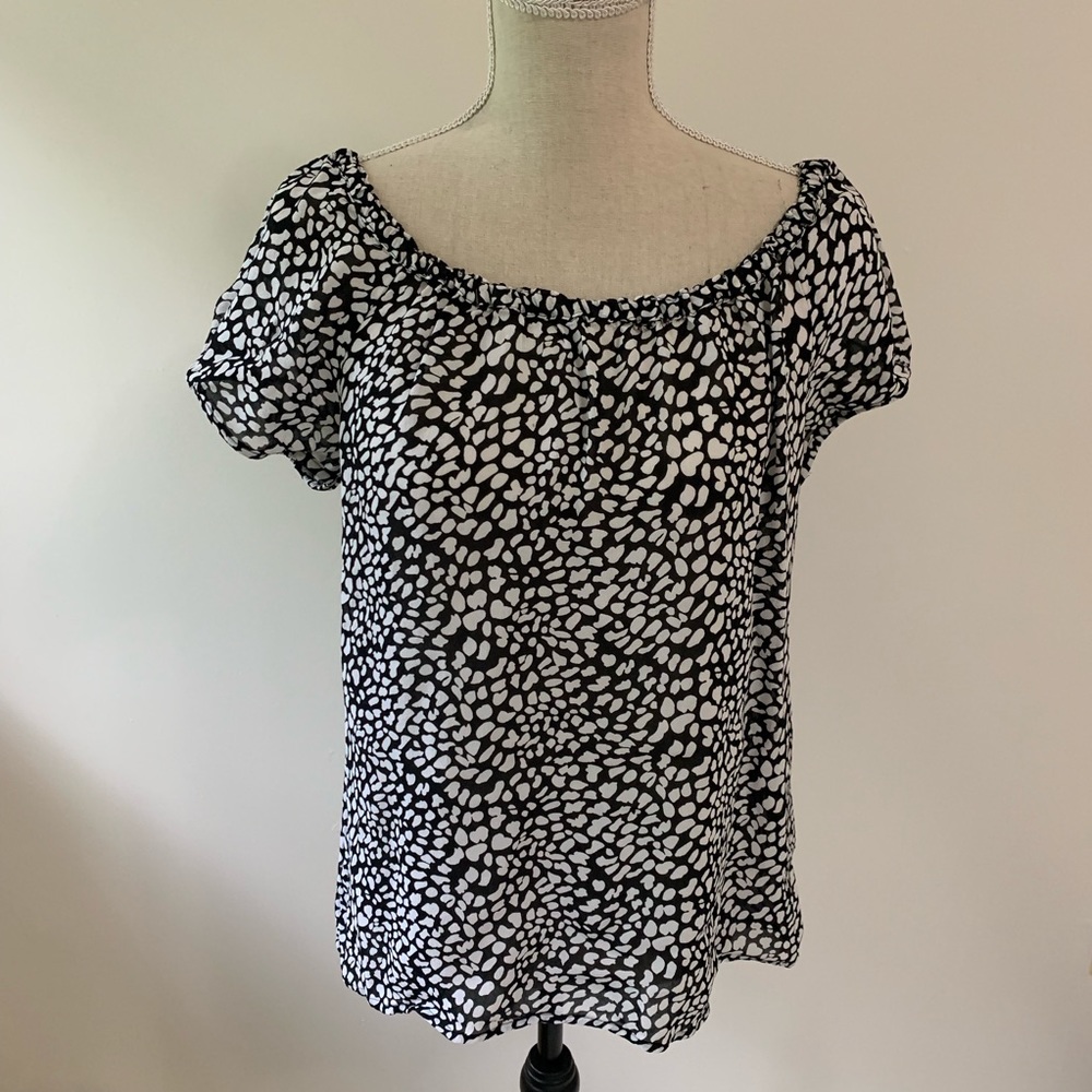 Anne Taylor Loft black and white Top Blouse